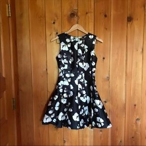 Jondie Black and White Fit and Flare Floral Dress